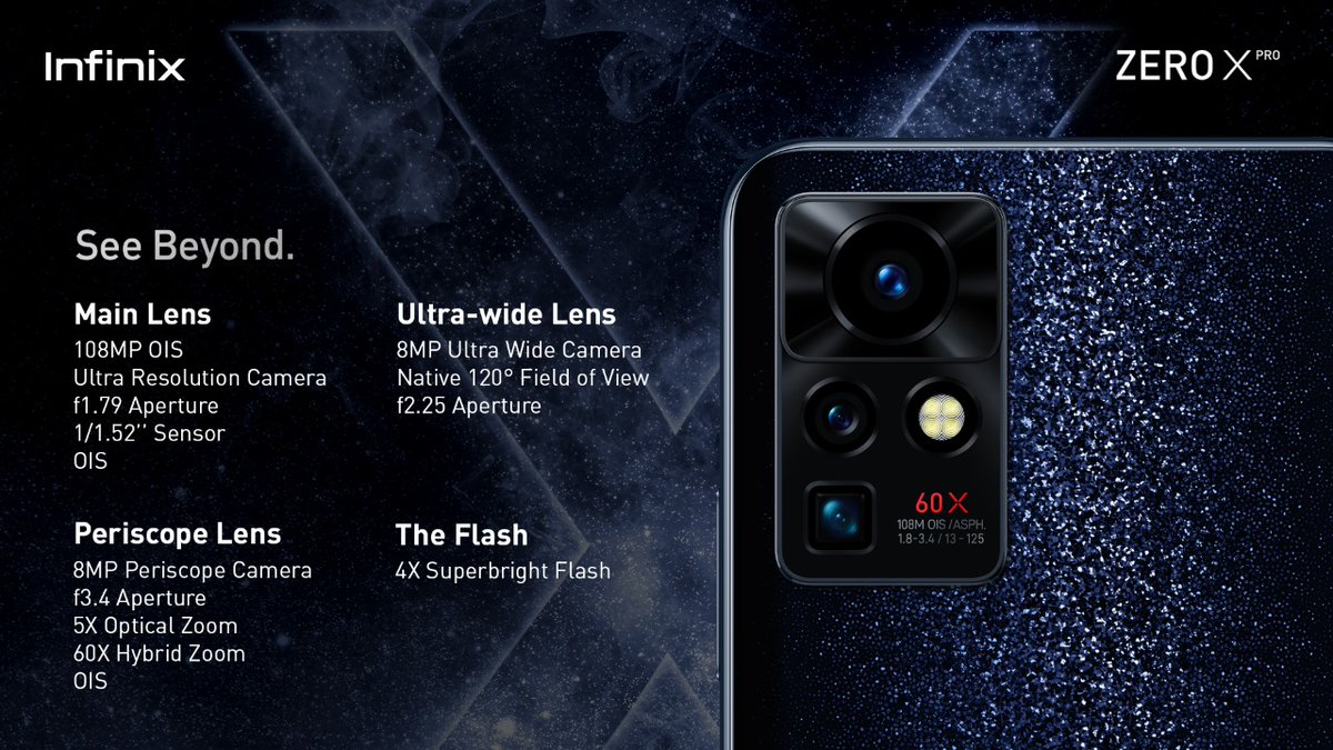 abdullahsulehri's tweet image. #InfinixZeroXPro is now available with 108MP OIS Ultra resolution camera with 60X periscope Moonshot Camera. You can Pre order now and get free Infinix earbuds.
#108MPCamera