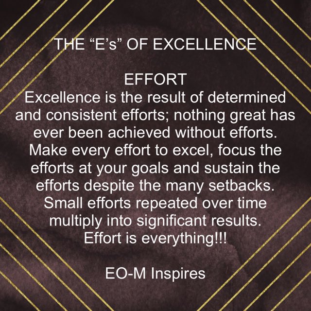 dontaker5's tweet photo. EFFORT 
Make the effort no matter the situation; never lose an opportunity for lack of effort. Determined and consistent effort wins every time. 
#dailyinspiration #dailyinspirationalquotes #dailymotivation #dailymotivationalquotes #excellence #effort #maketheeffort #effortwins https://t.co/yqn80rhu76
