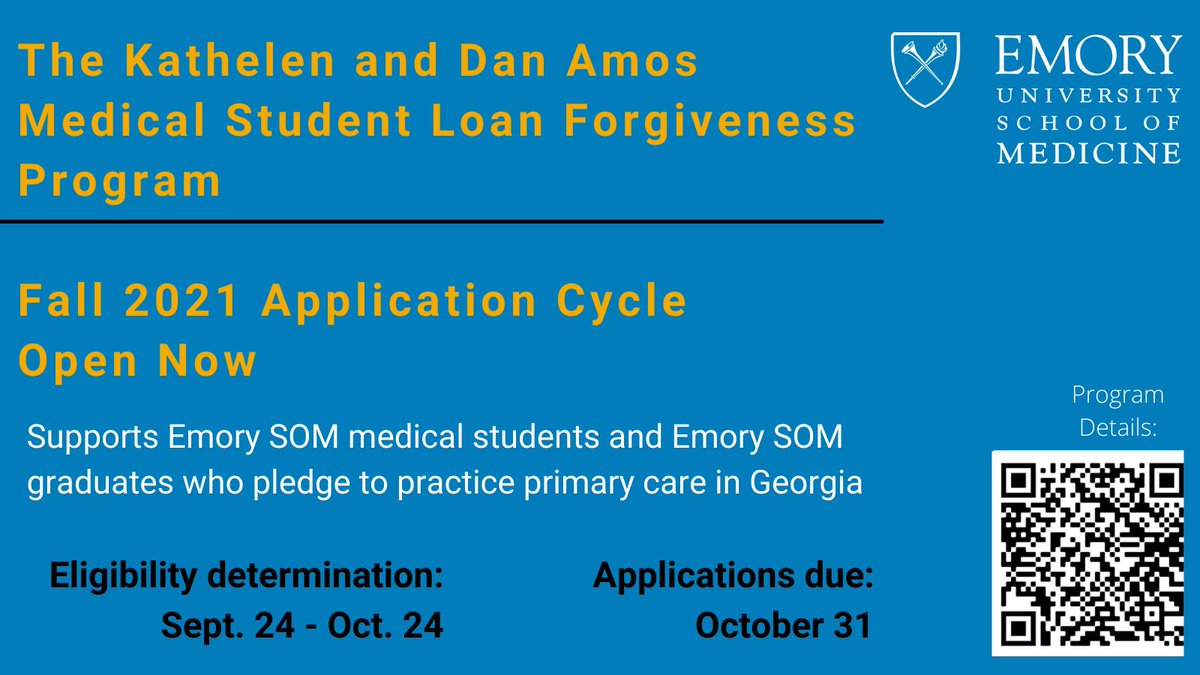 PCC_Emory's tweet photo. Emory MD students interested in #primarycare and recent Emory MD grads practicing #geriatrics, #internalmedicine, #familymedicine, #pediatrics 

Check your eligibility at https://t.co/9Sy05P1n52 by Oct 24 for the Fall 2021 awards. #EmoryAmosPrimaryCareGift https://t.co/N0hKFe4Dpm