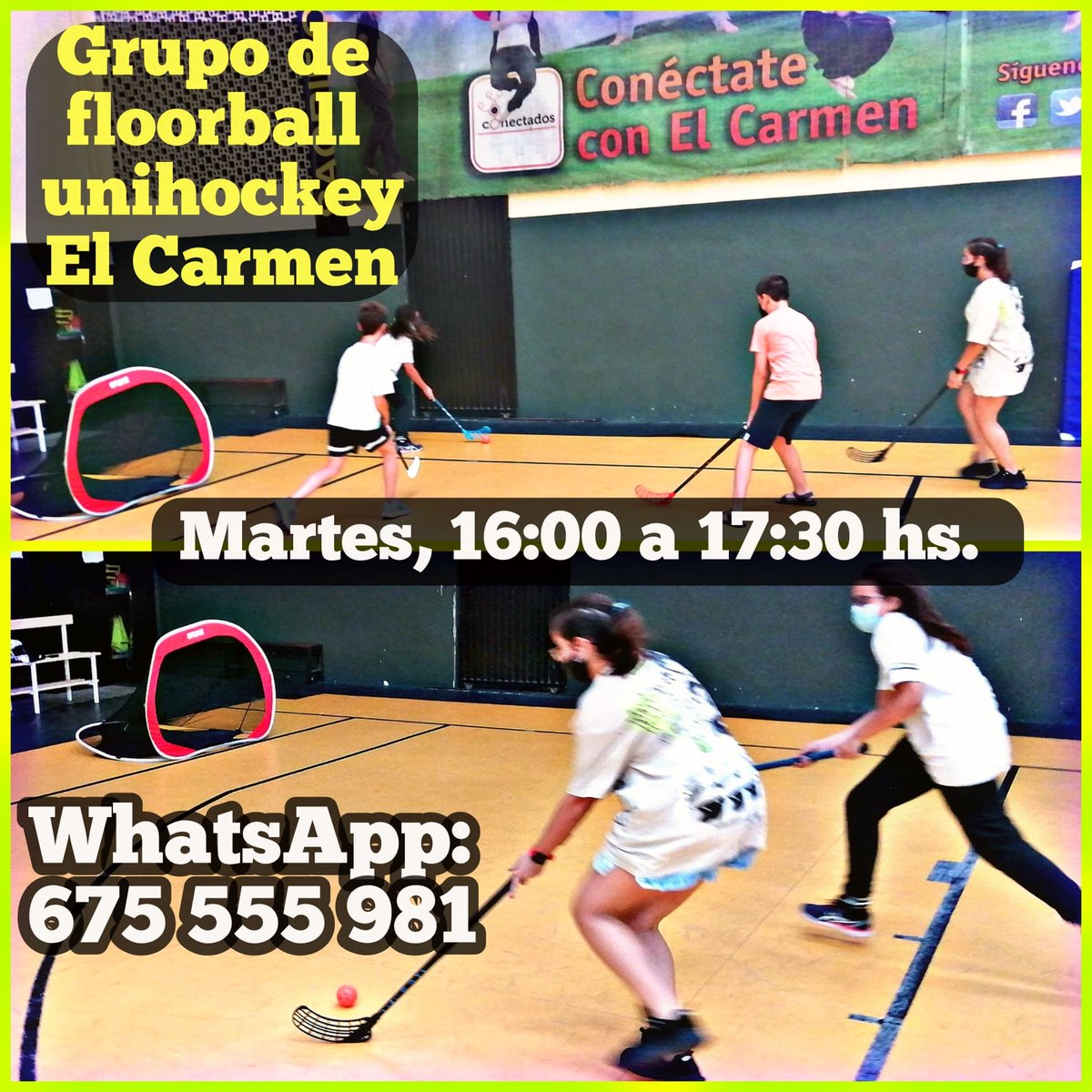dxt_rafa's tweet photo. Mañana tenemos la segunda quedada de octubre del Grupo de #floorball #unihockey El CARMEN. Al ser festivo la adelantamos a la mañana, a partir las 11:30 hs. Tu hija o hijo puede probar gratuitamente el #HockeyDeLosColes. Solicítalo en el WhatsApp que aparece en la imagen 🏑🥅❤️👇 https://t.co/lqhI4Qu5LK