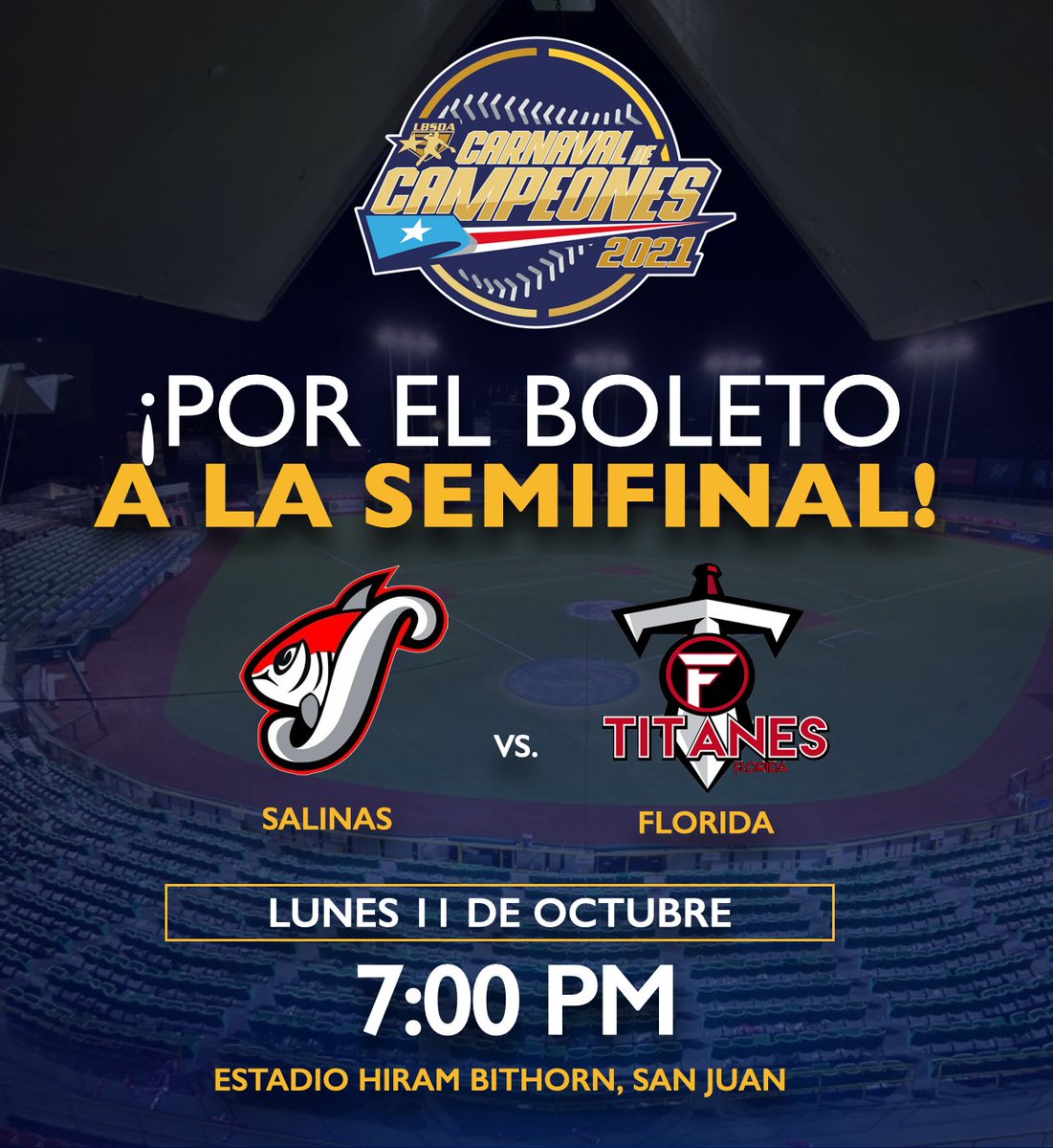 BeisbolDobleA's tweet photo. ¡Hoy se juega #DobleA en el Bithorn! 🏟️⚾️🇵🇷

#CarnavaldeCampeones https://t.co/U5WibS5e61