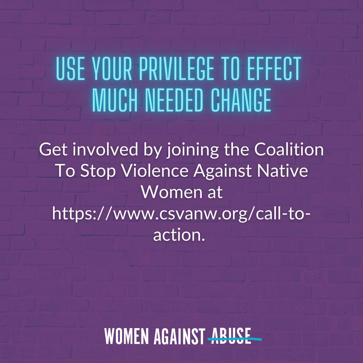 WomenAgnstAbuse's tweet photo. Get involved by joining the Coalition To Stop Violence Against Native Women at https://t.co/qyJsa9uO7u.
#DVAM2021 #DVAMPhilly https://t.co/EDp16mCbiL