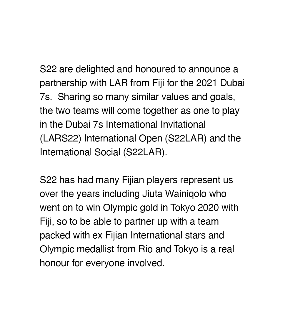 S22_official's tweet photo. S22 🤝 Life After Rugby (LAR) https://t.co/VSXep7U4Fw