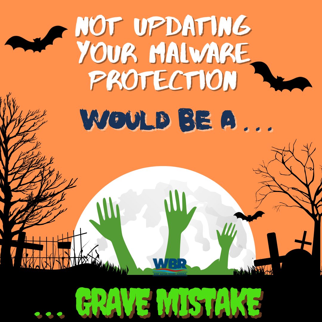 Be sure your Virus and Malware protection is up-to-date.... or else you'll be digging your own GRAVE!!!   #CyberSecurityMonth  #NoCyberTricks