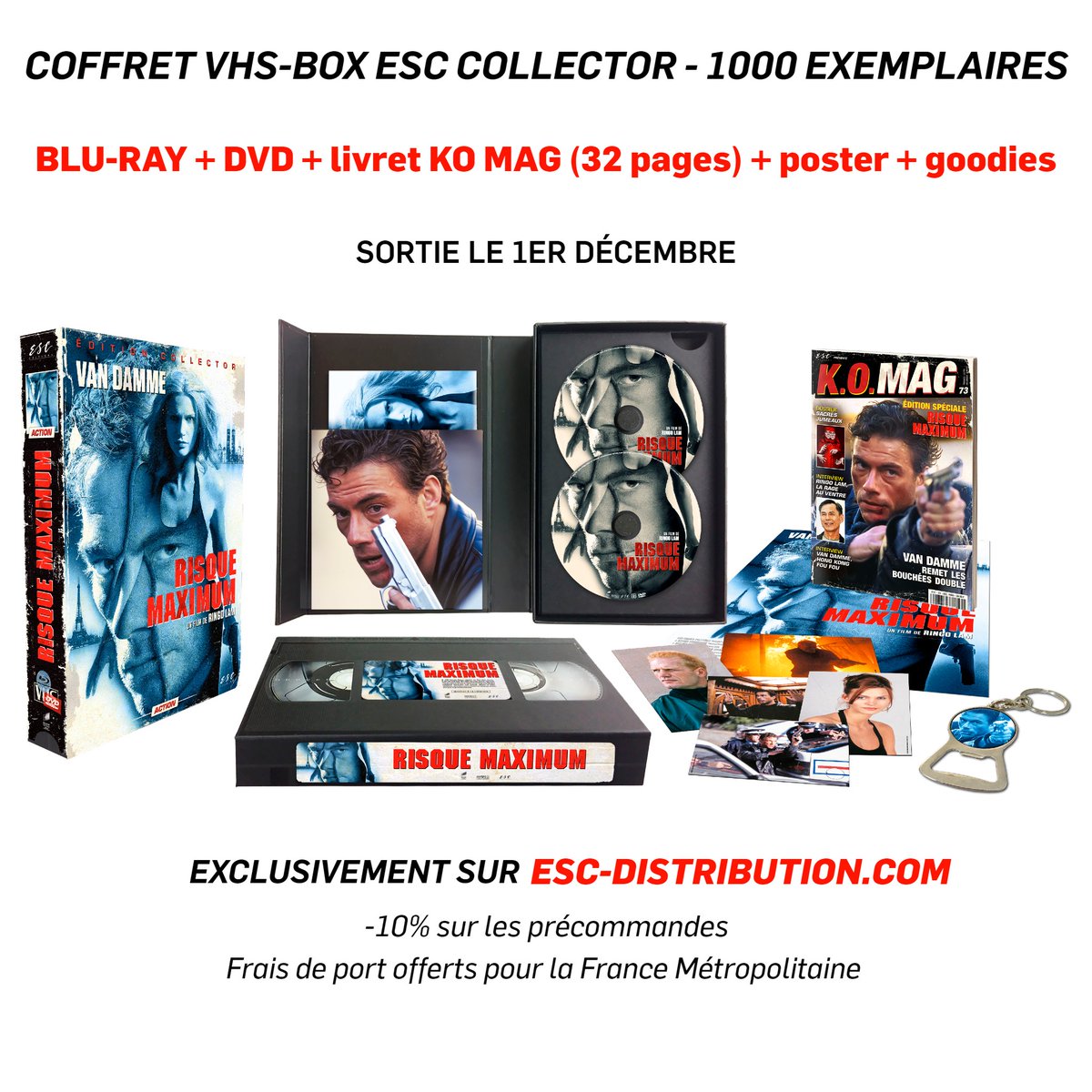 ESC_Films_'s tweet image. #VHSBoxESC #RisqueMaximum le 1er décembre - édition limitée à 1000 exemplaires, en vente exclusivement sur notre site
👉 bit.ly/JCVD-RisqueMax

#MaximumRisk #RingoLAM #JeanClaudeVANDAMME #JCVD #JCVANDAMME #jcvdworld #jcvdforever #VANDAMME #NatashaHENSTRIDGE #JeanHuguesANGLADE
