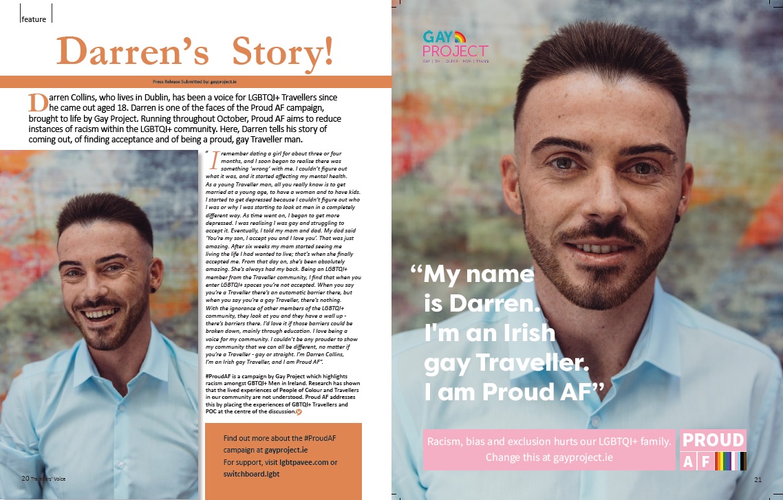 VoiceTraveller's tweet photo. Happy National Coming Out Day. 

Check out @collinsdarren29 story in the upcoming issue. It's supportive voices like Darren's that makes it less difficult for young Travellers to come out and be proud. 

#NationalComingOutDay #ProudAF https://t.co/YibtoVY0wh