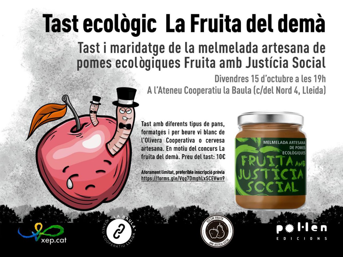 XepRebostPonent's tweet photo. ✨ Consumir fruita amb justícia social és possible!

🍏 [Tast solidari] Vine a llepar-te els dits amb aquesta deliciosa melmelada artesana de pomes ecològiques! 

🗓  15/10 🕐  19h 📍 Ateneu La Baula

📩 Aforament limitat, preferible inscripció prèvia: https://t.co/fueM34WlgZ https://t.co/6yEZ7nceCe