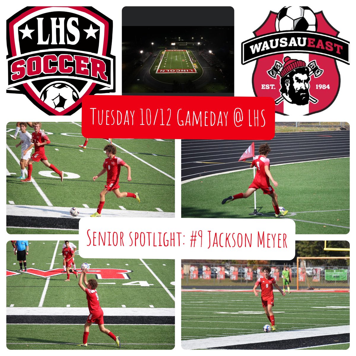 WRapidsSoccer's tweet photo. Tomorrow’s game &amp; Senior Night will take place at LHS vs Wausau East.
JV @ 5:00
Varsity @ 7:00
Come cheer on the Red Raiders and give our seniors the recognition they deserve!

Sr Spotlight: #9 Jackson Meyer

#rapidspride #WRBoysInRed @WRapidsSoccer @rapidsathletics 
￼ https://t.co/mbuPABJfIb