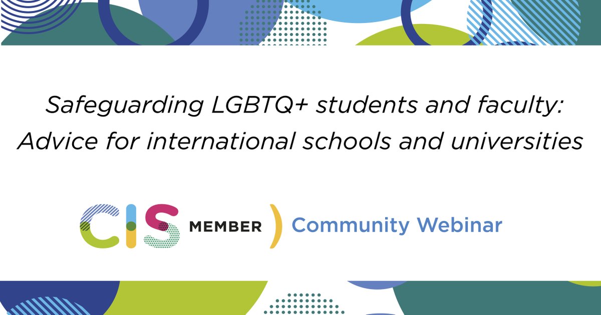 Webinar 21 October: Safeguarding LGBTQ+ students &amp; faculty: Advice for int’l schools &amp; universities. Emerging research, leading practice, how to address legal and cultural barriers faced in providing safe, inclusive spaces for LGBTQ+ students &amp; faculty.
cois.org/log
