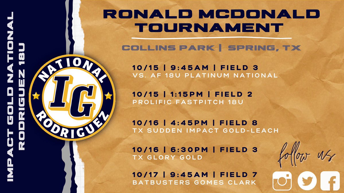 Check out our schedule for this weekend at the Ronald McDonald tournament! We are pumped to go out &amp; compete! #betheimpact