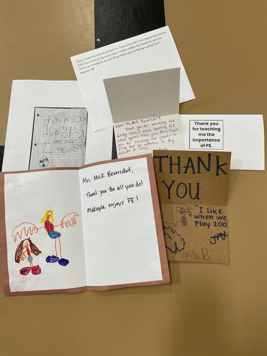DMickBeversdorf's tweet photo. I am grateful for the students who sent me thank you notes during #FamiliesLovePE week! https://t.co/Q7B5leu3xG