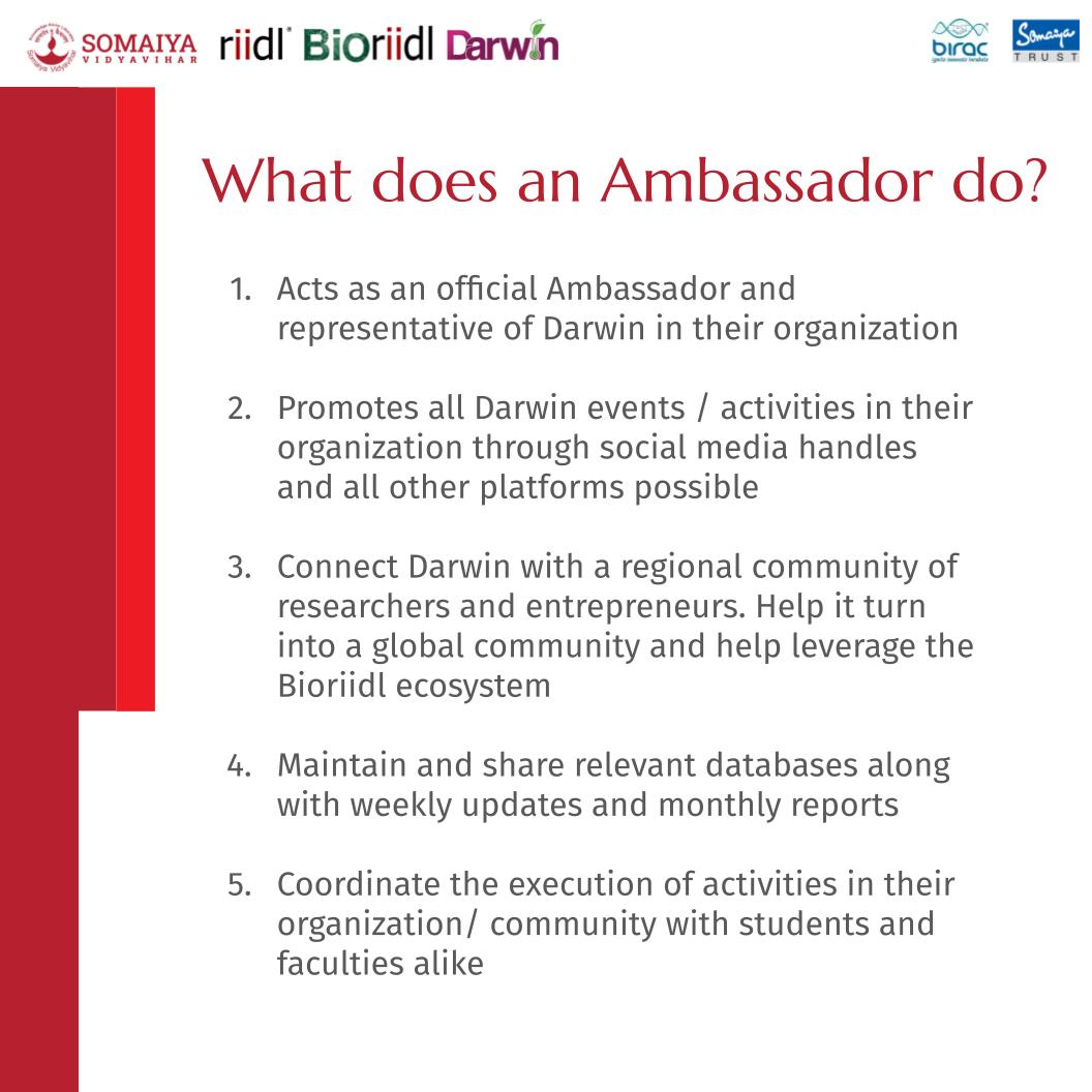 darwin_india's tweet photo. We are delighted to announce the Ambassador program, a chance to contribute and be part of an international conference. An opportunity to lead and represent Darwin on a global scale.

Click on the link: https://t.co/cYLw2s852Q and register for the Ambassador Program now! https://t.co/7dN9fBVeFs