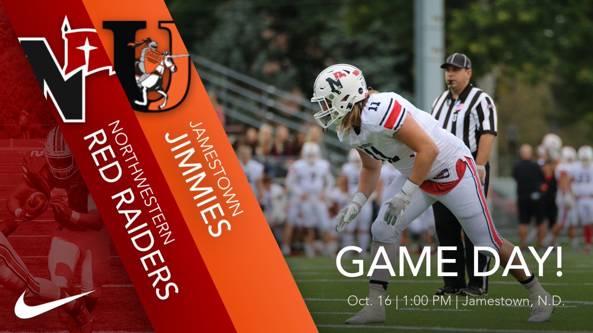 nwcraiders's tweet photo. GAME DAY! 🏈

The Raider road trip continues this week as the Raiders face Jamestown in North Dakota!

🆚: @ Jamestown
📍: Jamestown, N.D.
📊: https://t.co/zVHQ5TQB3z
🖥: https://t.co/tfsS9h9eTT

#RaidersStandOut | @nwc_fb https://t.co/ijWy39mW61
