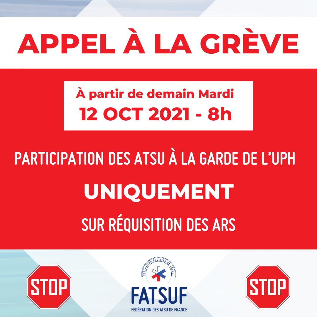 AtsuDefrance's tweet photo. #ATSU #ADRU
la #FATSUF appelle à une action de contestation ‼️
🚨la Loi MATRAS désormais adoptée, nous pousse à élever la voix pour la mise en place de l’avenant 10 dans les plus brefs
#tuphencolère #grève #ambulanciers #ars #fatsuf #cnsa #fnms #avenant10 #pplmatrad #uph #tuph https://t.co/KYEn6oG5SX