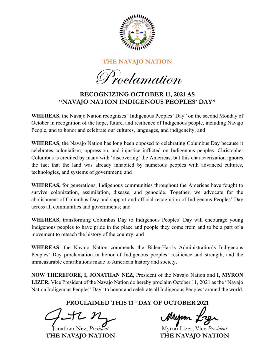 NezForAZ's tweet photo. Navajo Nation recognizes and celebrates Indigenous Peoples’ Day https://t.co/Pb4pki5NWV