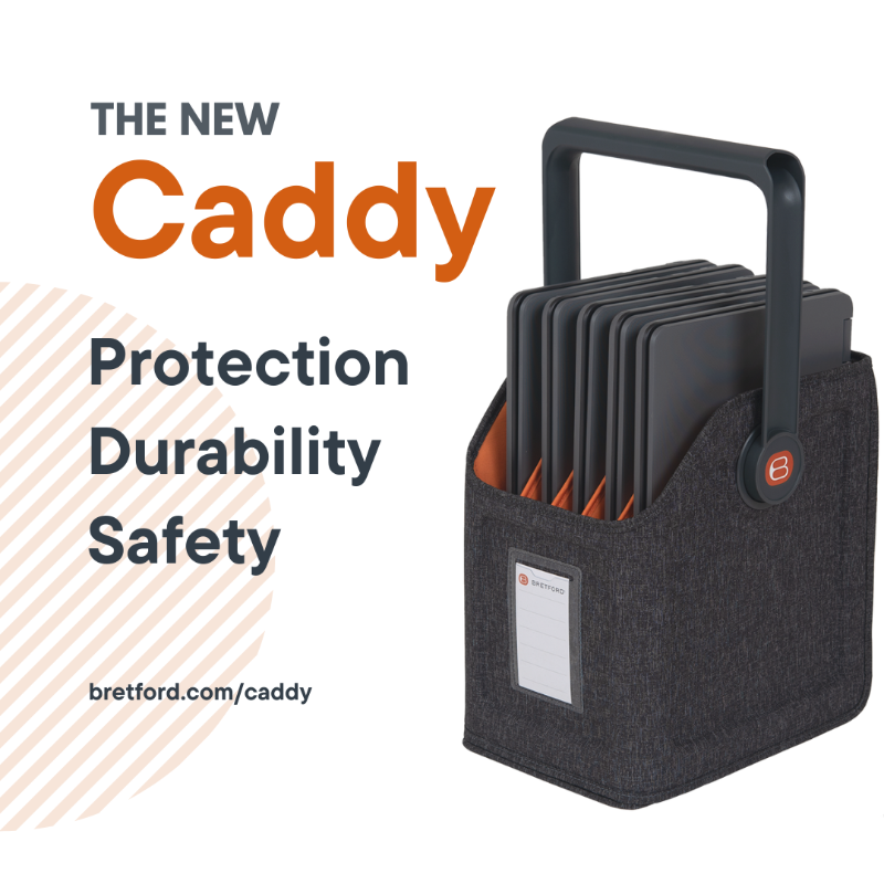 Bretford's tweet photo. The new #caddy is the most durable solution to safely transport #studentdevices in the classroom and preserve precious class time. Find out more here! #Bretford #EdTech #CUBEToploader #CUBETransport