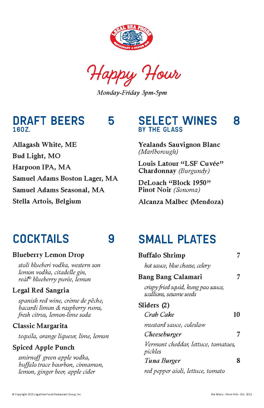 Legal cheap seafood menu