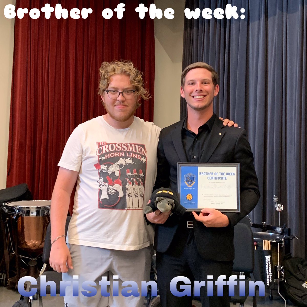 kkpsi_zk's tweet photo. We would like to congratulate our two previous brothers of the week, Joseph Martinez and Christian Griffin. We love you both so much and we appreciate all that you do for our chapter! #AEA #BeLikeJoseph #BeLikeChristian https://t.co/33x0nY0ub5