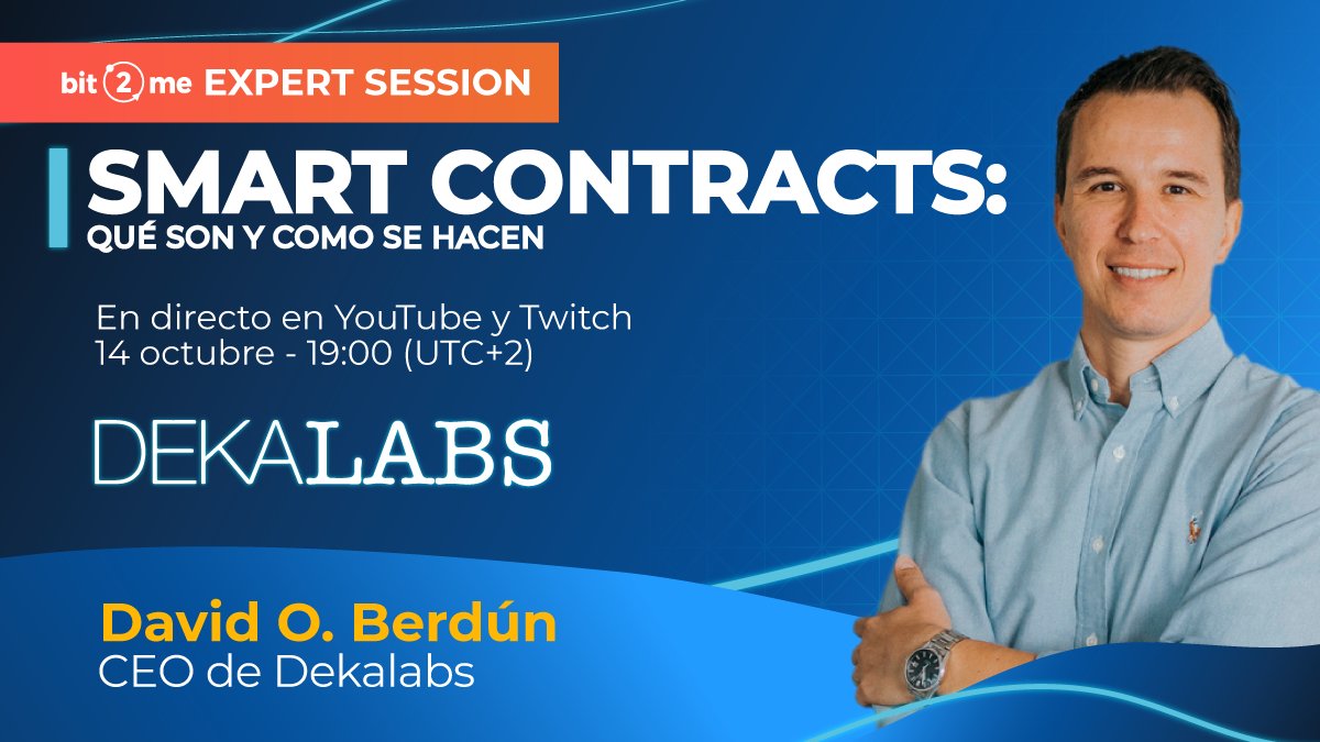 bit2me's tweet photo. ¿Todavía no sabes cómo funcionan los Smart Contracts? 😱

Son el núcleo de muchas blockchain como @ethereum, @solana, @Cardano, @Polkadot o @cosmos...

El jueves a las 19:00 @dortega de @dekalabs nos dará una masterclass.

👉️ YouTube: https://t.co/1dA34c2sO1 https://t.co/DsUs32pK8J