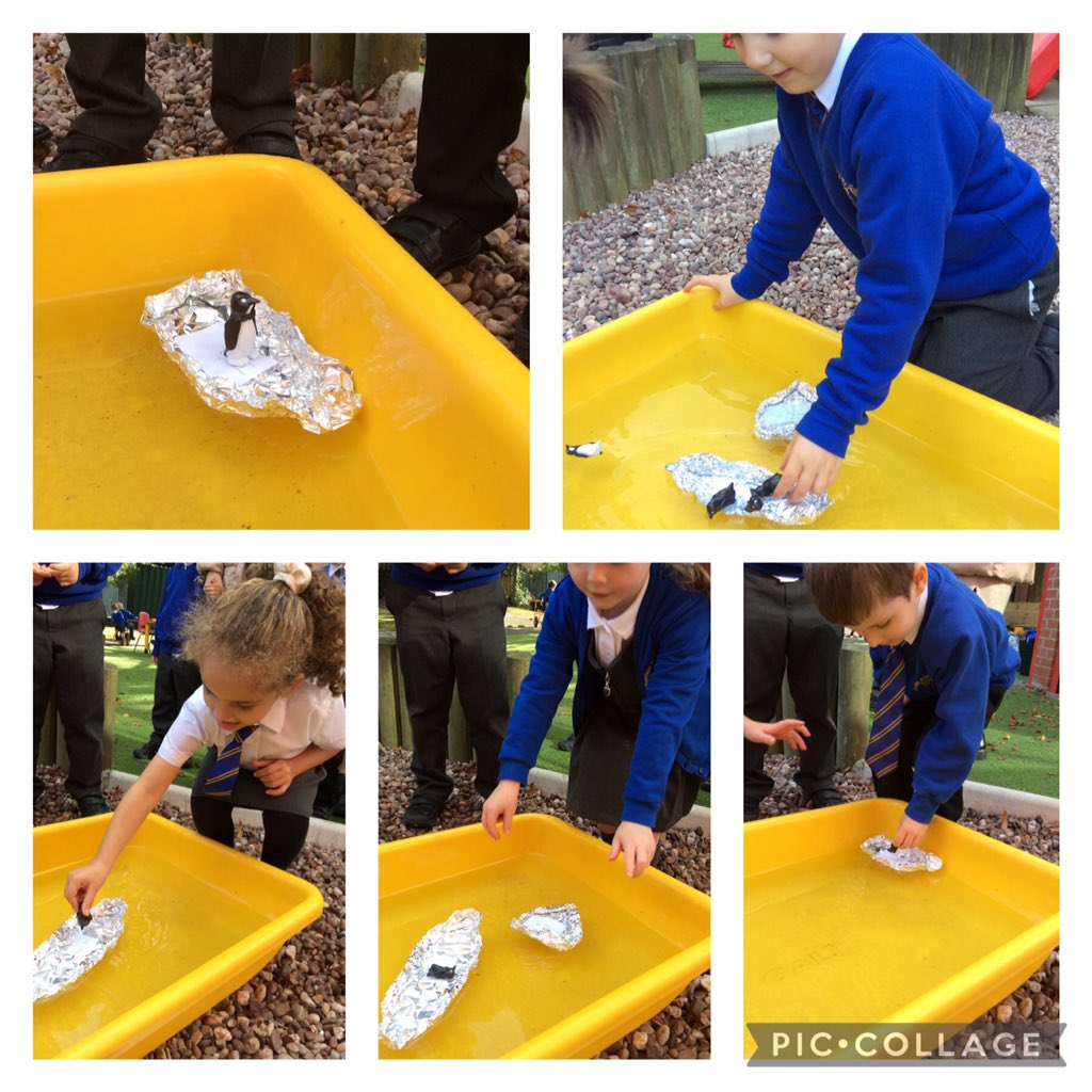 Parkfield's tweet image. In  #eyfs we have been reading Lost and Found. Today we made boats and #experimented outside. We had to make a boat and see how many penguins we could fit on it before it sank! #science #investigate