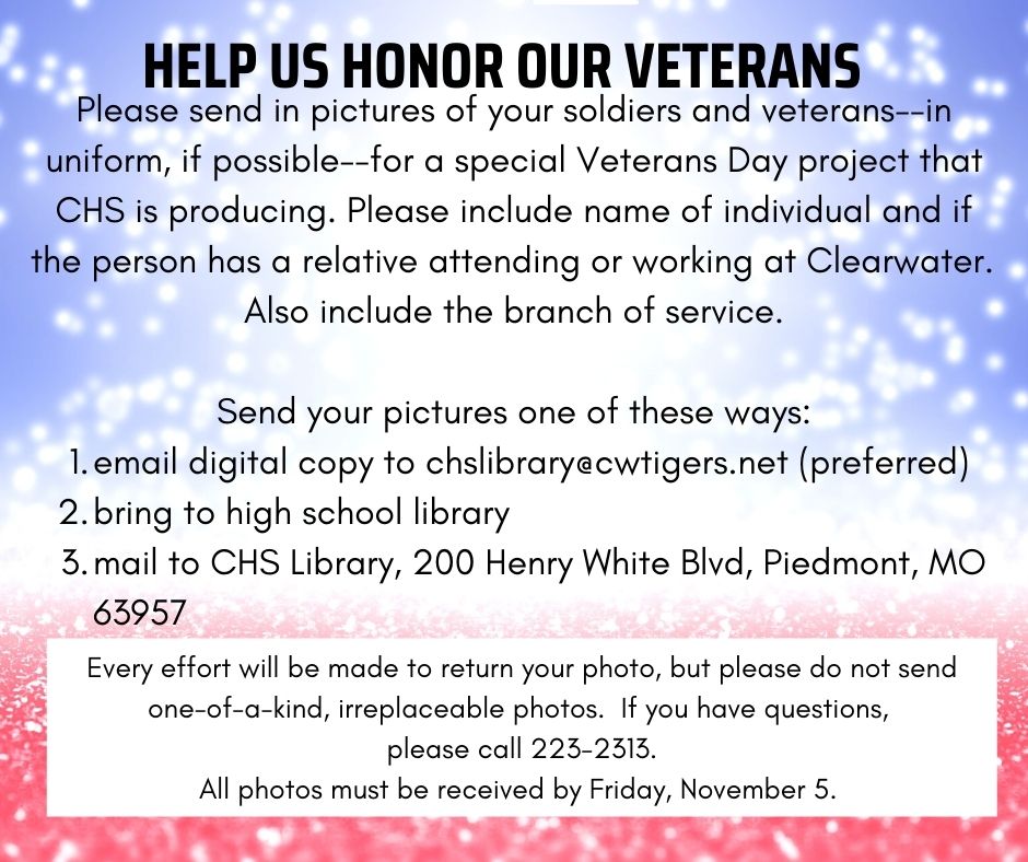 CHSTigerLibrary's tweet image. CHS Veterans Day Project