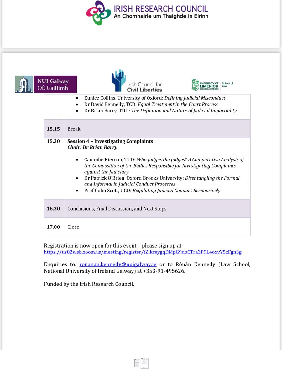 Reminder - our #JudicialConduct event is free to attend. Registration link available here: bit.ly/JudConduct2021