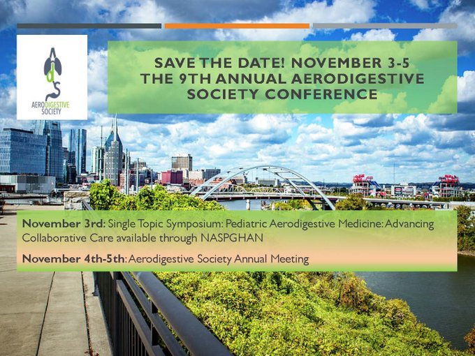 Join us 11/3-11/5 - The Aerodigestive Society Conference will now be held VIRTUALLY! This event will be a key educational event for those dedicated to improving #AerodigestiveCare for children.  For more information, follow: aerodigestive.us/registration-i…
<a href="/aerodigestive/">Aerodigestive Society</a>