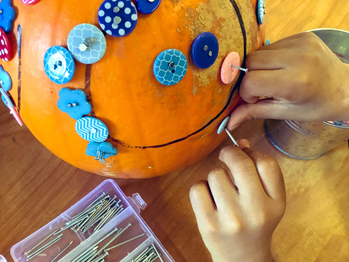 jesswarden3's tweet photo. The children enjoyed hammering buttons onto the pumpkin as one of our fine motor challenges. 🎃🔨  I am trying to think of lots of fun activities to build those motor muscles to support handwriting. This was a winner @MossParkInfants https://t.co/CPUFGaoT9I