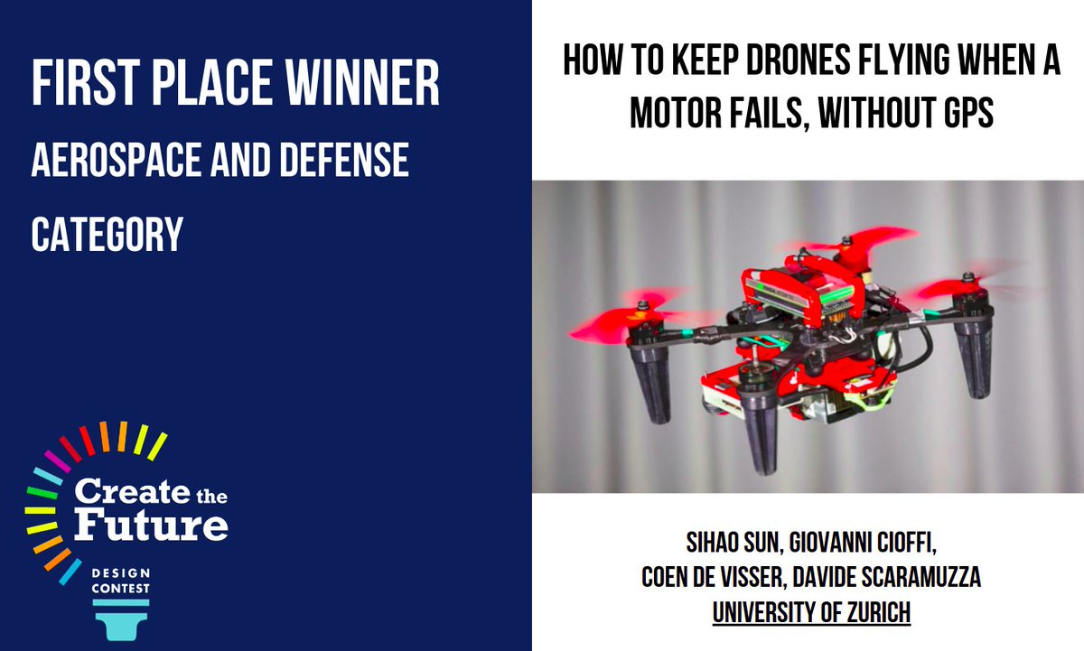 Sihao Sun (@sihao_sun) on Twitter photo Our drone safety algorithm has won the 1st Place Award of Create the Future Design Contest out of over 700 participants!
Paper/Code: rpg.ifi.uzh.ch/docs/RAL21_Sunā¦
Video: youtu.be/Ww8u0KH7Ugs
IEEE Spectrum: spectrum.ieee.org/new-drone-softā¦
Kudos: <a href="/giov_cioffi/">Giovanni Cioffi</a> <a href="/davsca1/">Davide Scaramuzza</a>
#UZH_en #drones #UAV Our drone safety algorithm has won the 1st Place Award of Create the Future Design Contest out of over 700 participants!
Paper/Code: rpg.ifi.uzh.ch/docs/RAL21_Sunā¦
Video: youtu.be/Ww8u0KH7Ugs
IEEE Spectrum: spectrum.ieee.org/new-drone-softā¦
Kudos: <a href="/giov_cioffi/">Giovanni Cioffi</a> <a href="/davsca1/">Davide Scaramuzza</a>
#UZH_en #drones #UAV