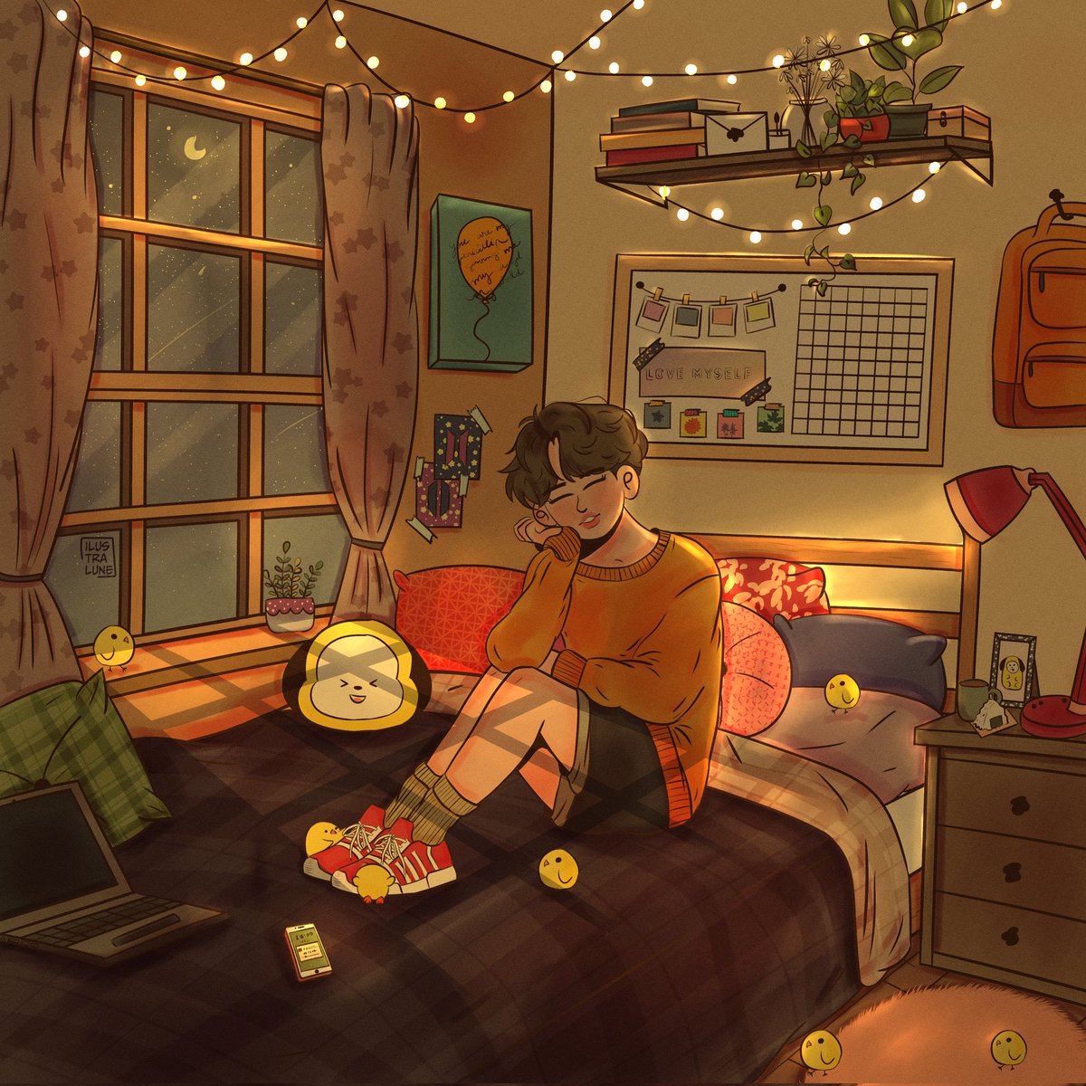 ilustralune's tweet image. Jiminie bedroom ✨💛🐥

#ilustralune #clipstudiotips #JIMIN #ParkJimin #btsfanarts #bts #Jimtober #JIMINTOBER