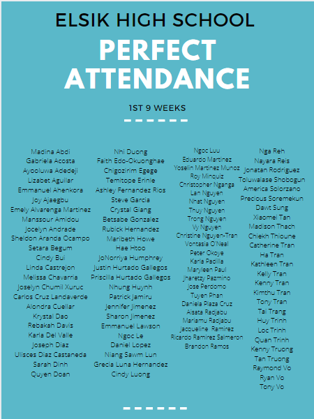 ElsikHighSchool's tweet photo. Congratulations, Rams for your Perfect Attendance for the 1st 9 weeks! #notardies #allpresent #BeThereCrew https://t.co/4pSOHskAl7