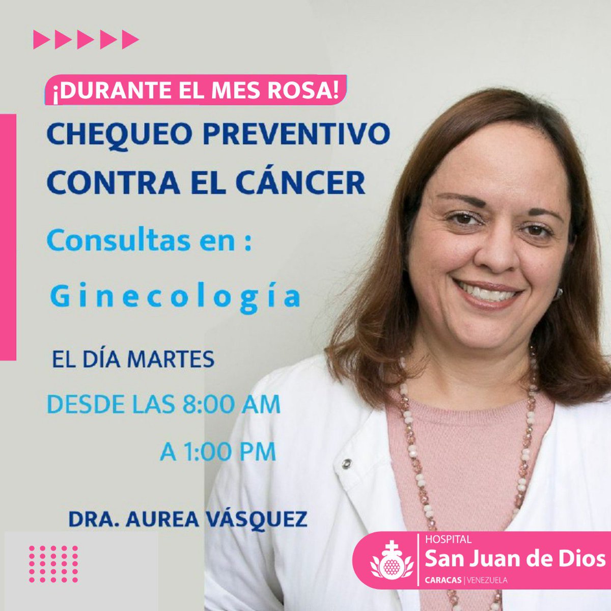 hsjddcaracass's tweet photo. Durante el mes rosa comprometidos con tu salud, tenemos la consulta de ginecología con citología y eco incluido, más eco mamario y mamografía a un precio especial.
Pide tu cita de lunes a viernes por el 04241389521.
#mesrosa
#cancerdemama
#CancerOut https://t.co/iq0rxh7Fo6