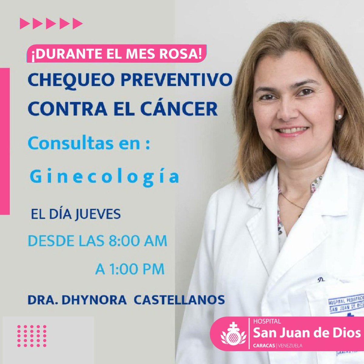 hsjddcaracass's tweet photo. Durante el mes rosa comprometidos con tu salud, tenemos la consulta de ginecología con citología y eco incluido, más eco mamario y mamografía a un precio especial.
Pide tu cita de lunes a viernes por el 04241389521.
#mesrosa
#cancerdemama
#CancerOut https://t.co/iq0rxh7Fo6