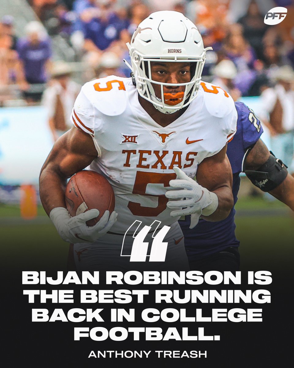 PFF_College's tweet photo. Bijan Robinson: RB1 🥇🤘 https://t.co/bi1i6qQMp3