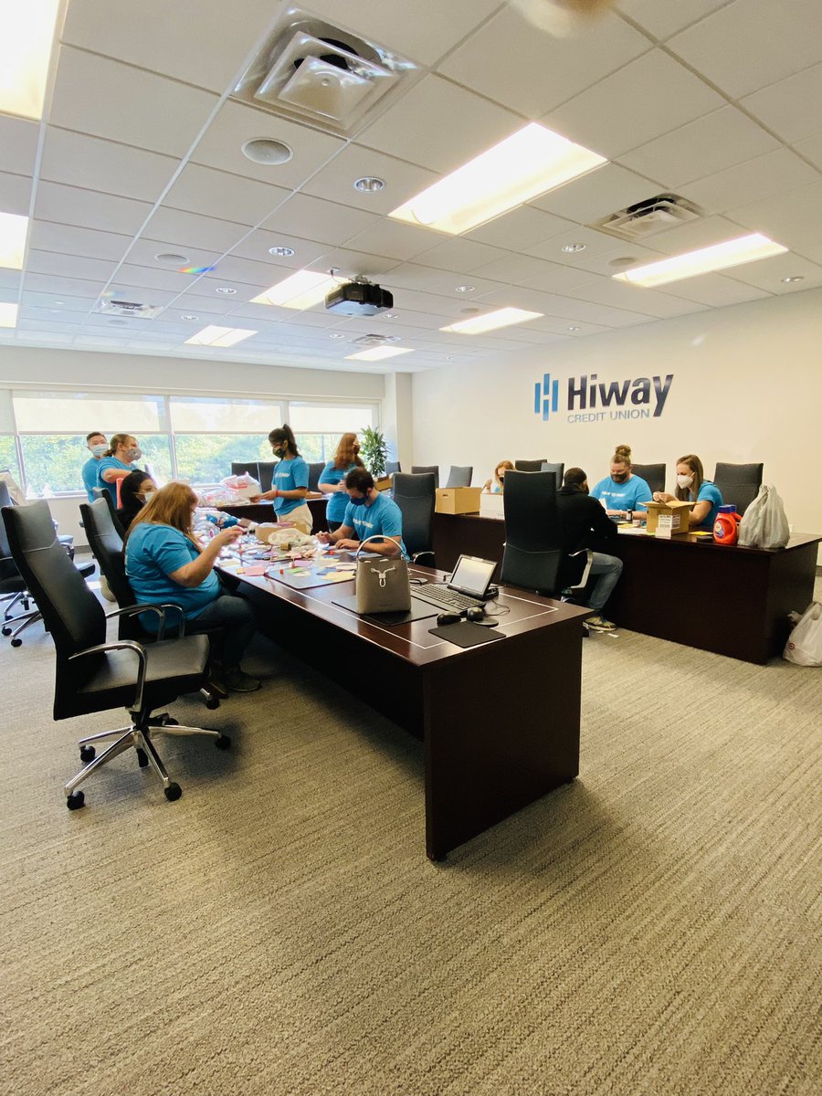 Check out the <a href="/HiwayCU/">Hiway Credit Union</a> contact center team making personal care &amp; laundry kits for <a href="/NeighborsInc/">Neighbors, Inc.</a>! #CUFORWARDDay