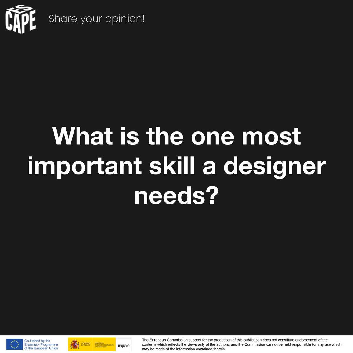 EscapeToYourFu1's tweet photo. It's time to find the answer! Drawing skills, communication or maybe a sense of beauty? 

How do you think, what is the one most important skill a designer needs nowadays? 

Leave your answers below 👇 https://t.co/514CC8BMl7