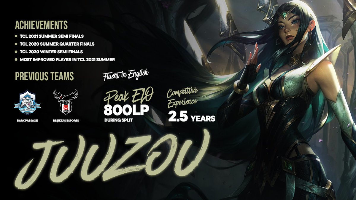 While I'm still contracted with <a href="/bjkesports/">Beşiktaş Esports</a> until November, I have been granted permission to explore my options for the future.
I am looking for a team outside of the TCL for 2022.
You can contact me at juuzou@prodigy-agency.gg or via DM.
Thanks for the retweets.