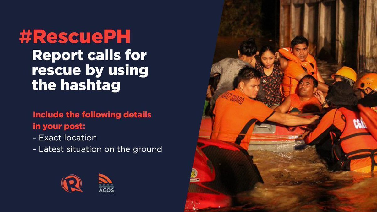rapplerdotcom's tweet photo. Do you know anybody in need of rescue?

Report calls for rescue by using the hashtag #RescuePH and tagging 
@MovePH on Twitter. You can also join Rappler's disaster risk reduction and management group: https://t.co/Bi8kMAYebL https://t.co/5YaIMEeX9t