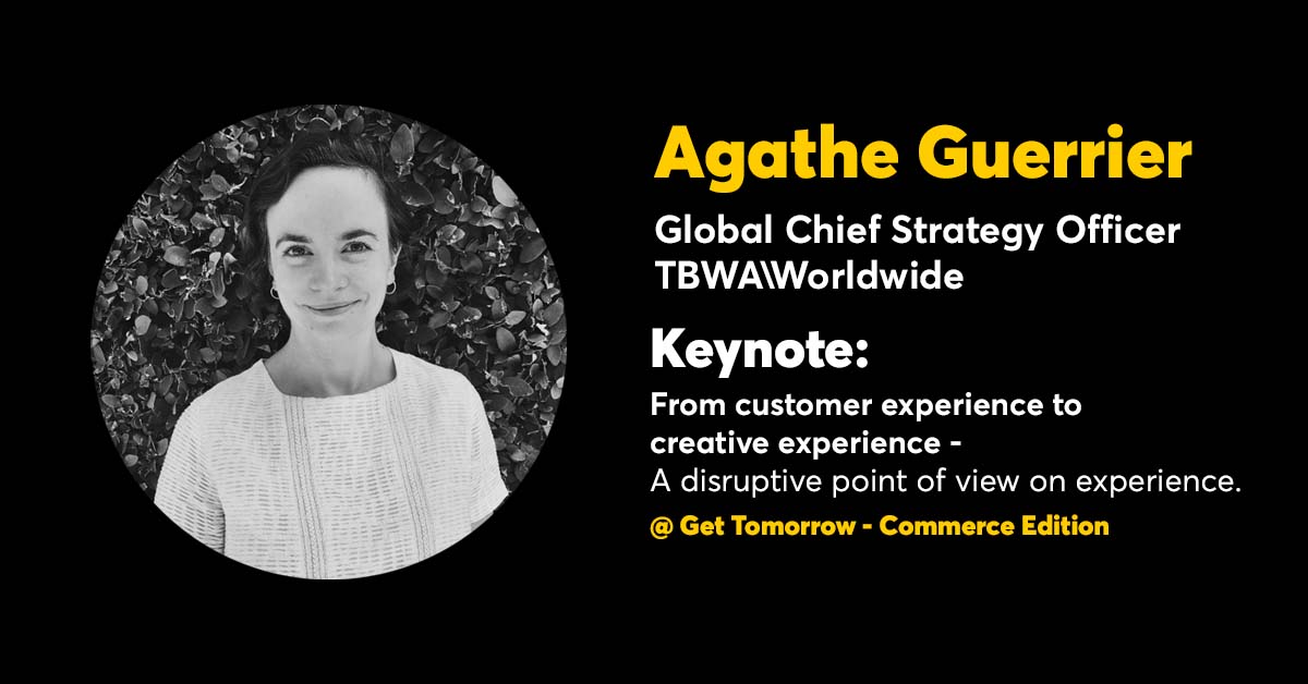 TBWAHelsinki's tweet photo. From customer experience to creative experience - A disruptive point of view on experience.
Come hear @TBWA's Global CSO @Agatheg's keynote about #creativeexperiences on Thursday Oct 14 @ Get Tomorrow - Commerce Edition starting at 9.
Register now ๐ https://t.co/hIzYiQH33c https://t.co/aFIVjRTOCS