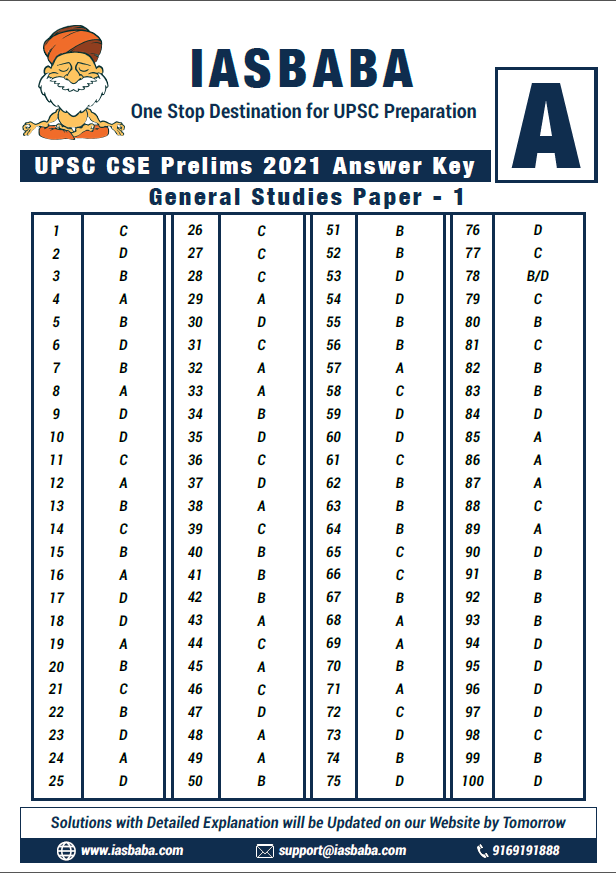iasbaba123's tweet photo. ✅ [UPDATED] ANSWER KEY - SERIES A, B, C, D - UPSC PRELIMS 2021 GS Paper 1

#upsc #upsc2021 #UPSCresult #upscanswer #upscanswerkey https://t.co/22hto8LFLn