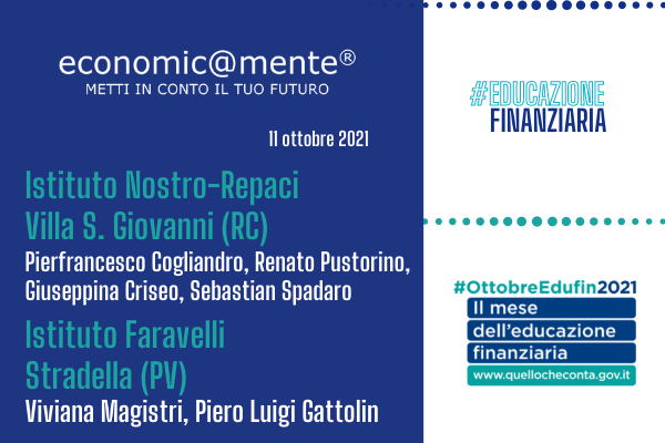 Continua l'impegno di #anasf con #economicamente alla #WIW e a #ottobreedufin2021.
Oggi il progetto di educazione finanziaria a misura di studenti fa tappa in Lombardia e in Calabria
Il calendario completo è visibile cliccando su anasf.it/documento/3621