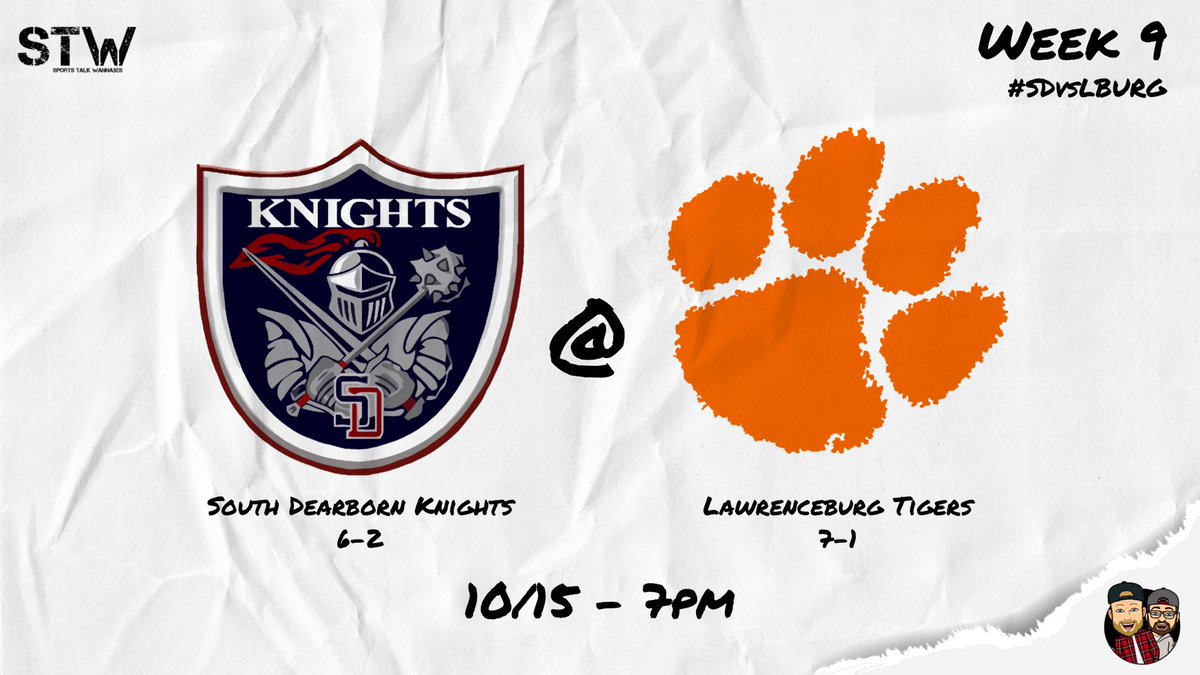 _STDUB's tweet photo. STW is heading to The Pit this week for an EIAC matchup between the South Dearborn Knights and Lawrenceburg Tigers💯 This is our first and only #STWRivalry game this season that we are covering so come early and be loud!
#STW #FNL2021 #SDvsLBURG https://t.co/T8XJXb7RY2