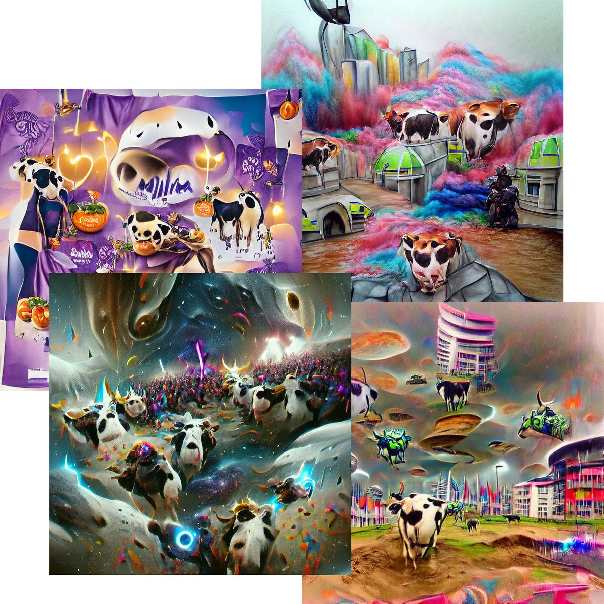 🚨MEGA GIVEAWAY🚨

Announcing a new  #NFT art collection giveaway from me and <a href="/AmazingBark/">The Amazing Bark</a>
  - Trippy Cows

PRIZE: 

7 NFT's from our new animal dreams A.I. generated illustrations.

RULES:

- Follow me and <a href="/AmazingBark/">The Amazing Bark</a>
 - Like and repost this post
- Tag a friend
- Drop WAX