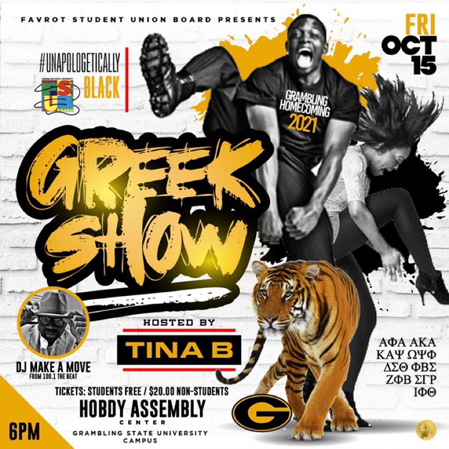 WhatsUpwithFSUB's tweet photo. #GramFam Tickets to the Homecoming Comedy Show, Concert, and Greek Show go on sale Wednesday, October 13, 2021 at 9am on the second Floor of the Favrot Student Union. #Cashonly #mustwearamask #GSUHOCO21 #ComedyShow$25 #Concert$40 #GreekShow$20 #FreeforcurrentGSUStudents https://t.co/Ws0Z0jf2dY