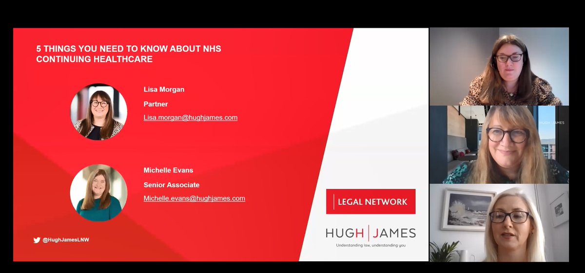lisa_morgan1's tweet photo. It was great to kick off this week’s @HughJamesLNW Private Client Autumn webinar series with @_michelle_evans on NHS Continuing Healthcare this lunchtime https://t.co/Kn11WJwBp2