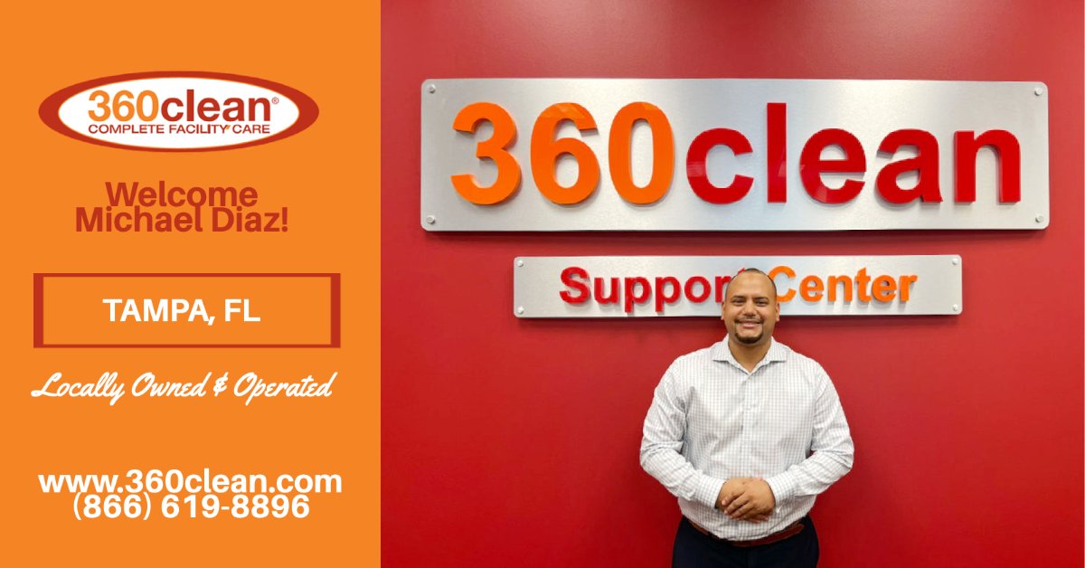 360clean's tweet photo. Help us welcome Michael Diaz to the 360clean Family!
#locallyowned #tampa #businessowner #franchiseopportunity #360clean https://t.co/fUsxALOXZA