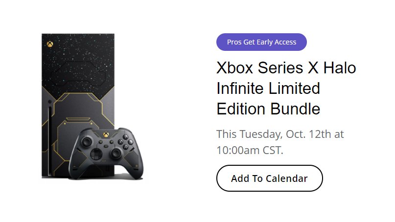 BIG Restock News!🎉

#GameStop🇺🇸 CONFIRMED via emails they will have #Halo #XboxSeriesX bundles on 10/12 and 10/14 - and #Halo Elite Series 2 Controllers on 10/13 🎮

Sales begin 10AM CT! ⏰

Pro members get Early Access! Sign up to ensure you have a shot: cutt.ly/3mISQZS