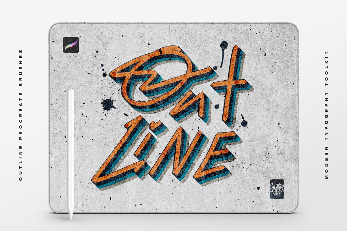 DavidZydd's tweet photo. Outline Procreate Brushes https://t.co/NThO46JEtd  #digitalstamps #brushes #brushset #outline #contemporaryart #halftone #volume #ProcreateTricks #illustration #ProcreateApp #texturebrushes https://t.co/PfMeqg0gJ0