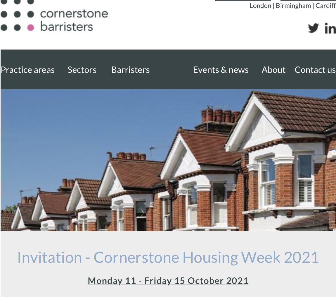 The 2nd webinar of <a href="/cornerstonebarr/">Cornerstone Barristers</a> Housing Week 2021 takes place tomorrow at 11am - Homelessness &amp; Allocations with Matt Hutchings QC, @cjr1968 &amp; Michael Paget.

bit.ly/3v39UoL #HousingWeek2021