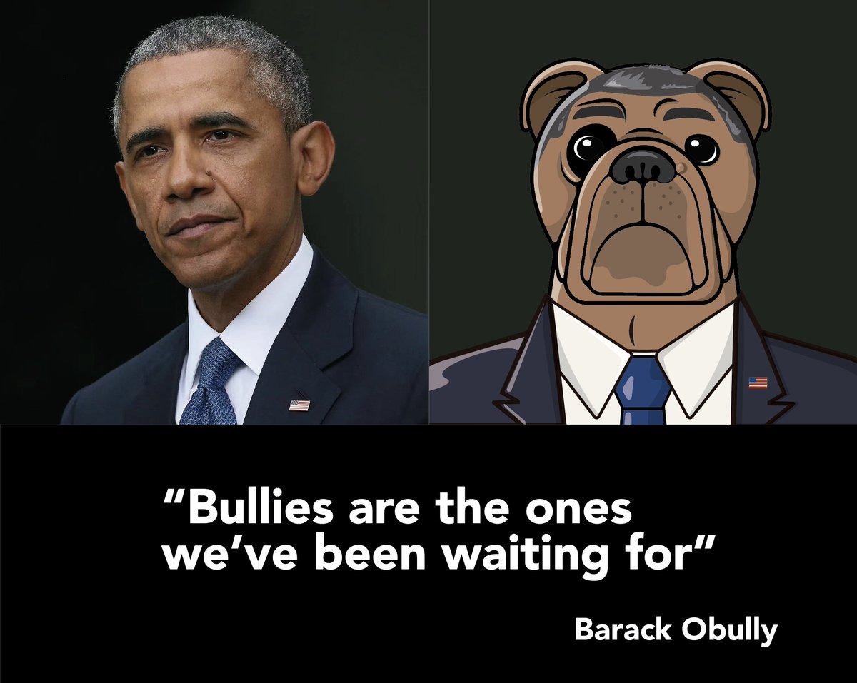 BuddyBullies's tweet image. WHAT DO YOU THINK OF BARACK O'BULLY?? 

This is a project with amazing surprises!!!😃

👉20 Famous Bullies, 50% royalties to community wallet and 30% to charitable causes...

✌️The Buddybullies are here for staying!!!✌️

#BarackObama #Bulldogs #SolanaNFT